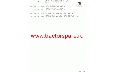 SERVICE KIT, TRANSMISSION MAIN VALVE,SERVICE KIT,TRANSMISSION MAIN RELIEF VALVE